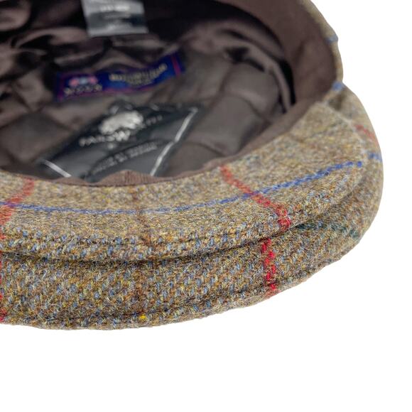 Failsworth Cap 6 3/4 Cambridge Plaid Brown Red Blue 100% Wool NWOT - Picture 5 of 11